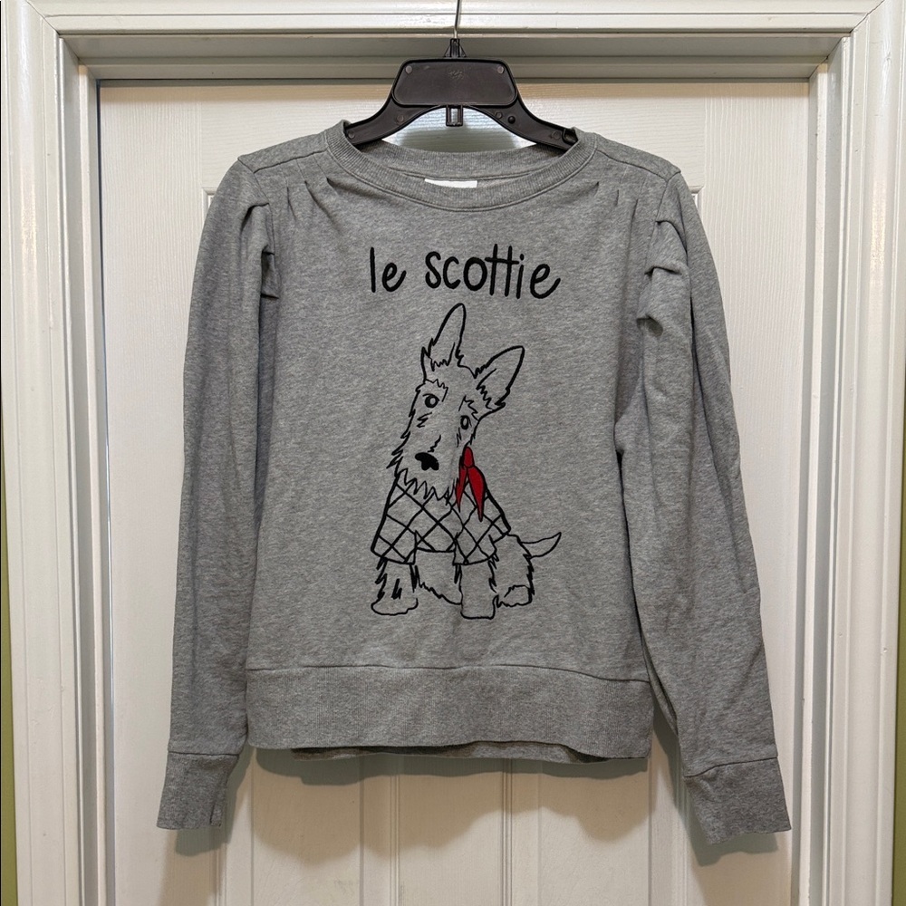 Charter Club Embroidered Le Scottie Dog Sweatshirt Gray Cotton PXL Petite